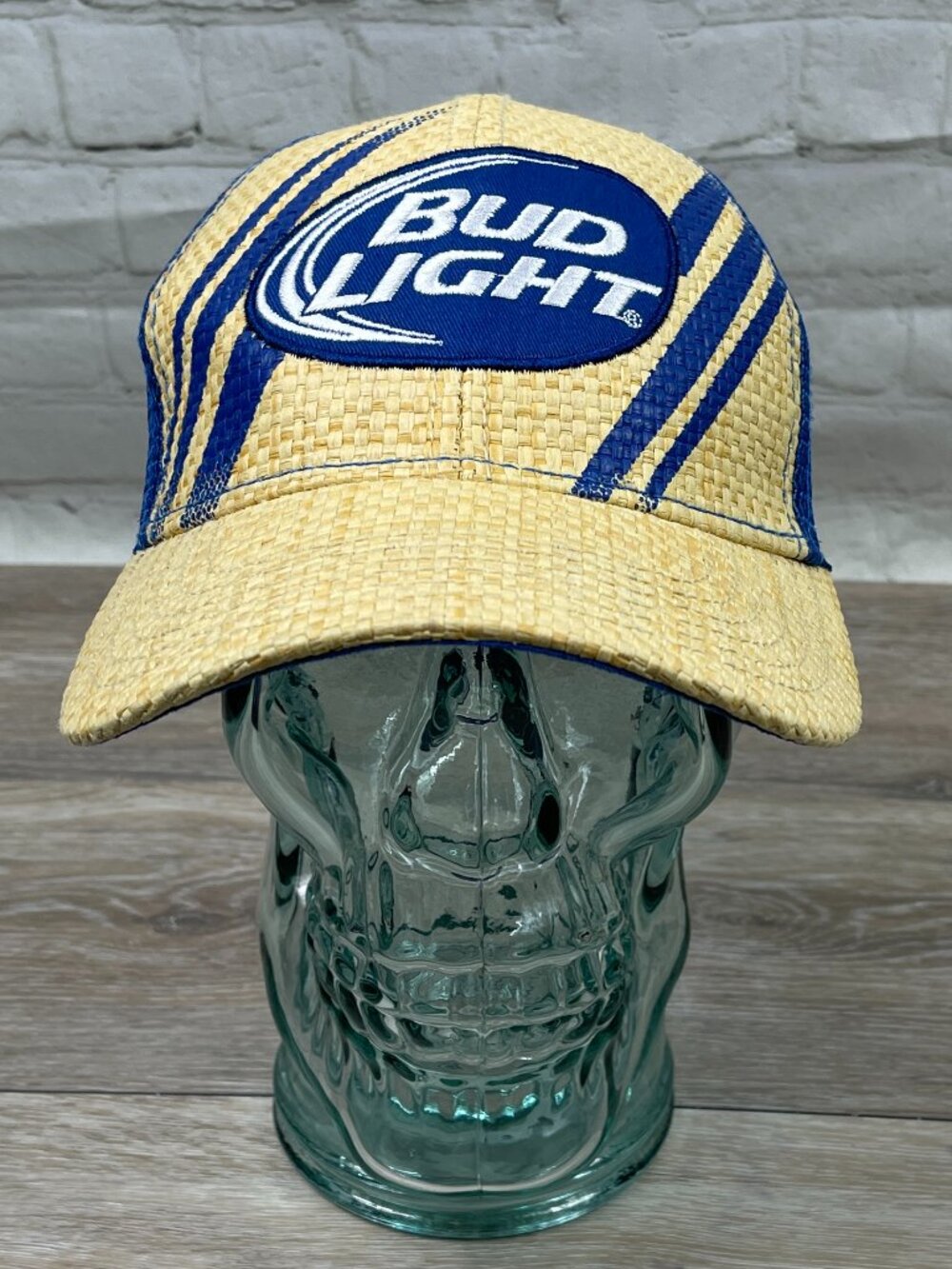 BUD LIGHT MESH BACK TRUCKER STYLE BASKETWEAVE SNAPBACK HAT CAP